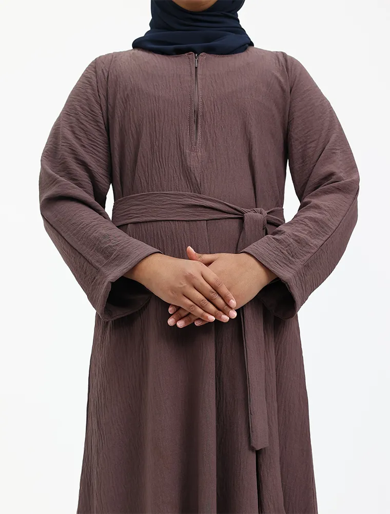 Mauve Linen Feel Basic Girls Abaya
